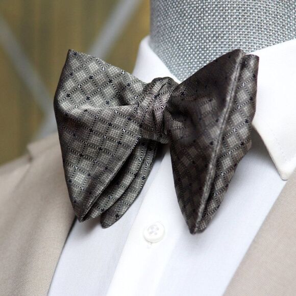 Men's Self-tied Bow Tie 100%Silk Big Butterfly Grey Ornament S661 - Picture 14 of 16